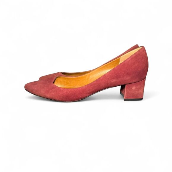 Aquatalia Women’s Size 10 Round Toe Block Heel Pumps Rust Suede Made in Italy - Picture 1 of 8